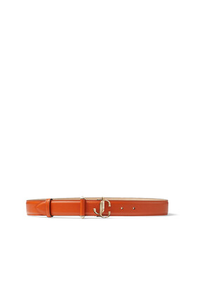 حزام جلد بحروف متشابكة برتقالي اللون من جيمي تشو